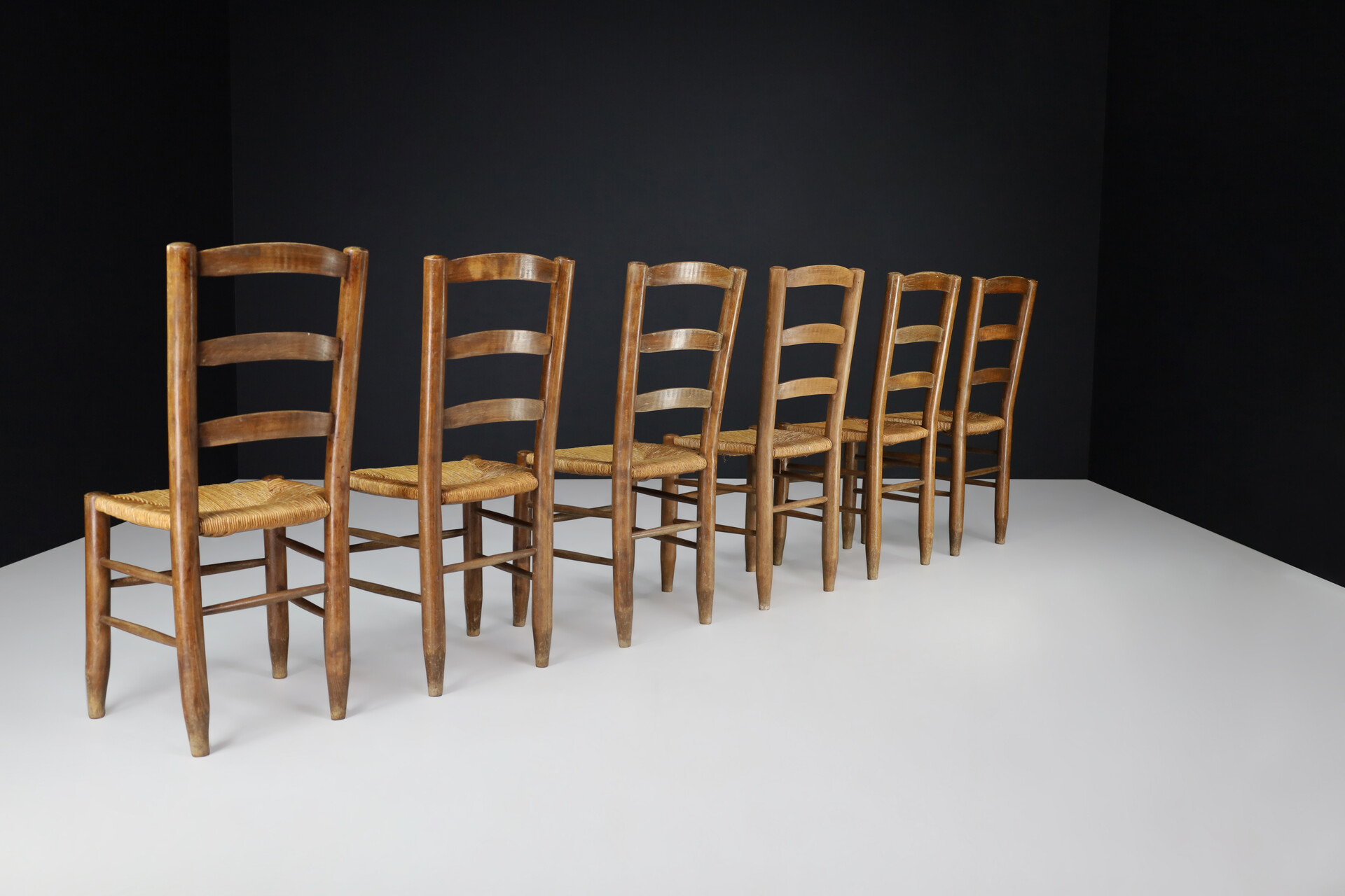 Mid century modern Charlotte Perriand Style Dining Chairs, France 1950s Mid-20th century