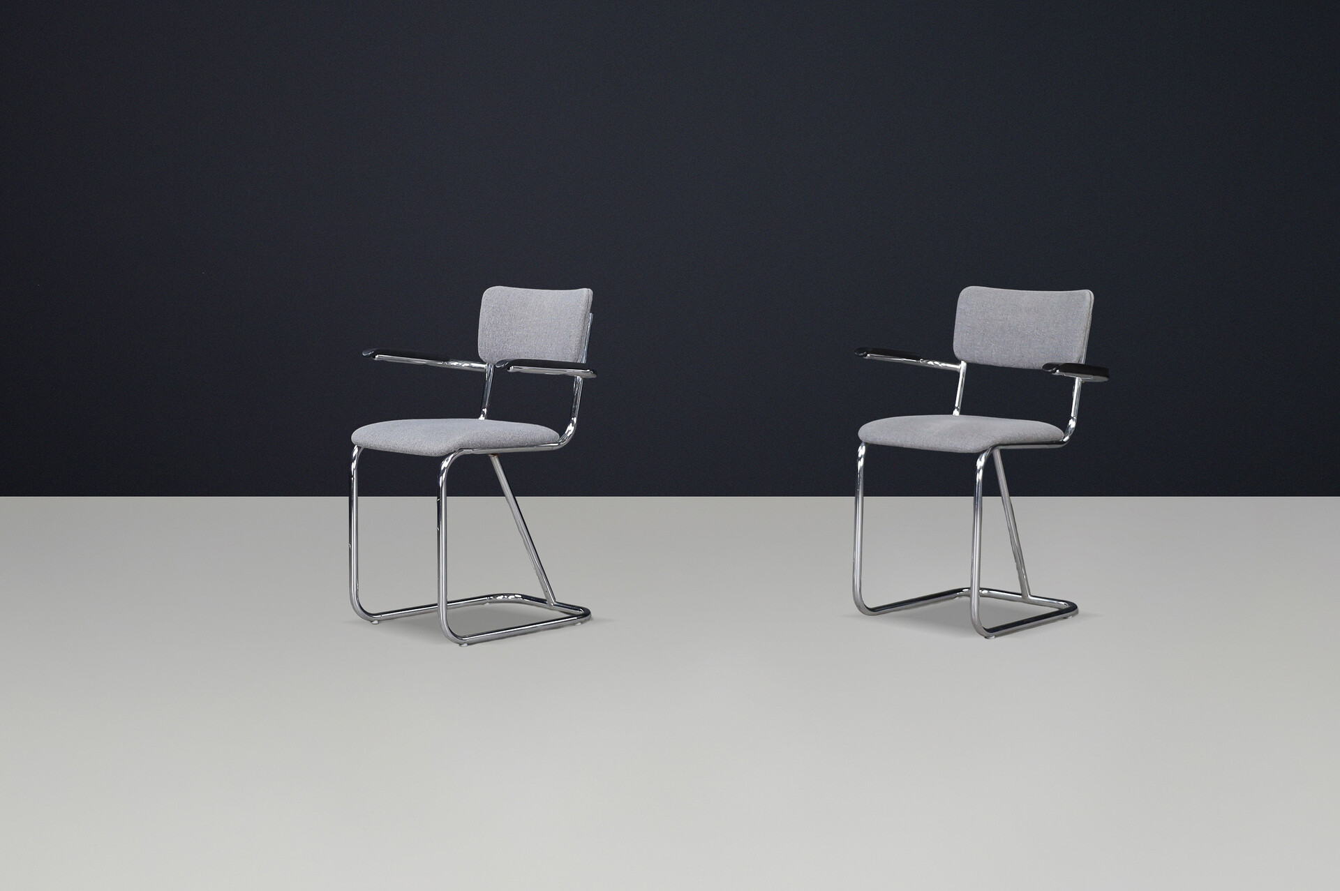 Mid century modern Chrome Dutch Gispen side Chairs, The Netherlands 1970s Late-20th century