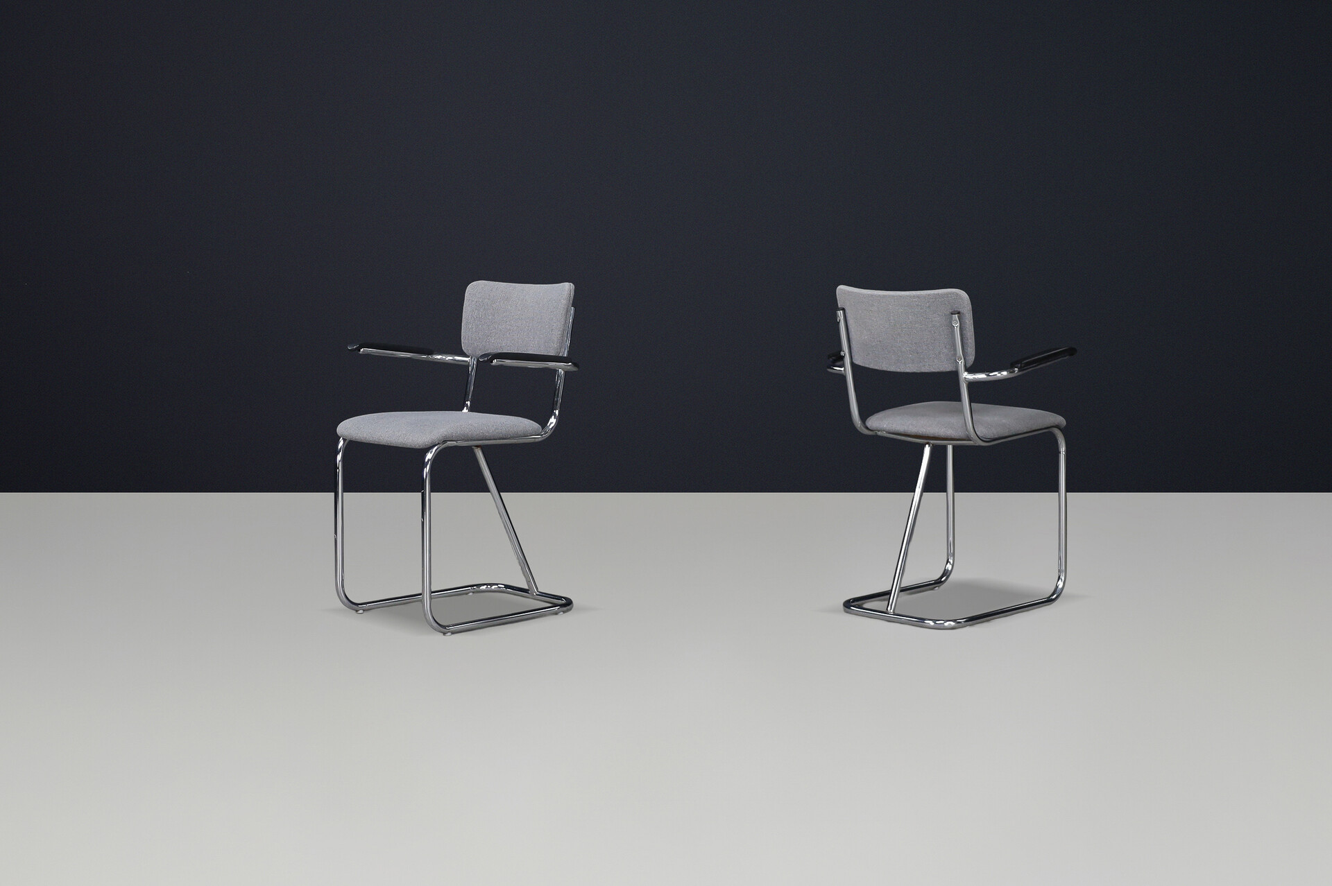 Mid century modern Chrome Dutch Gispen side Chairs, The Netherlands 1970s Late-20th century