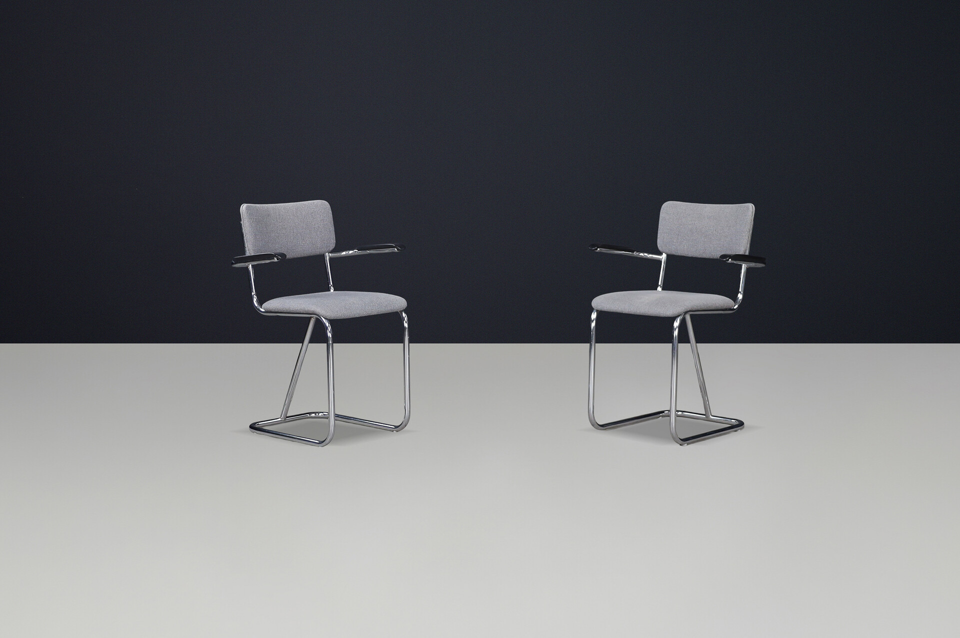 Mid century modern Chrome Dutch Gispen side Chairs, The Netherlands 1970s Late-20th century