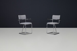 Mid century modern Chrome Dutch Gispen side Chairs, The Netherlands 1970s Late-20th century