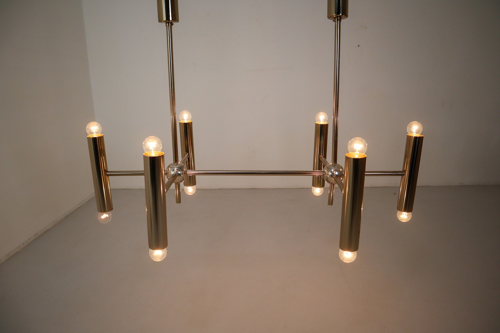 Mid century modern Chrome German Chrome Chandelier, 1950 Mid-20th century