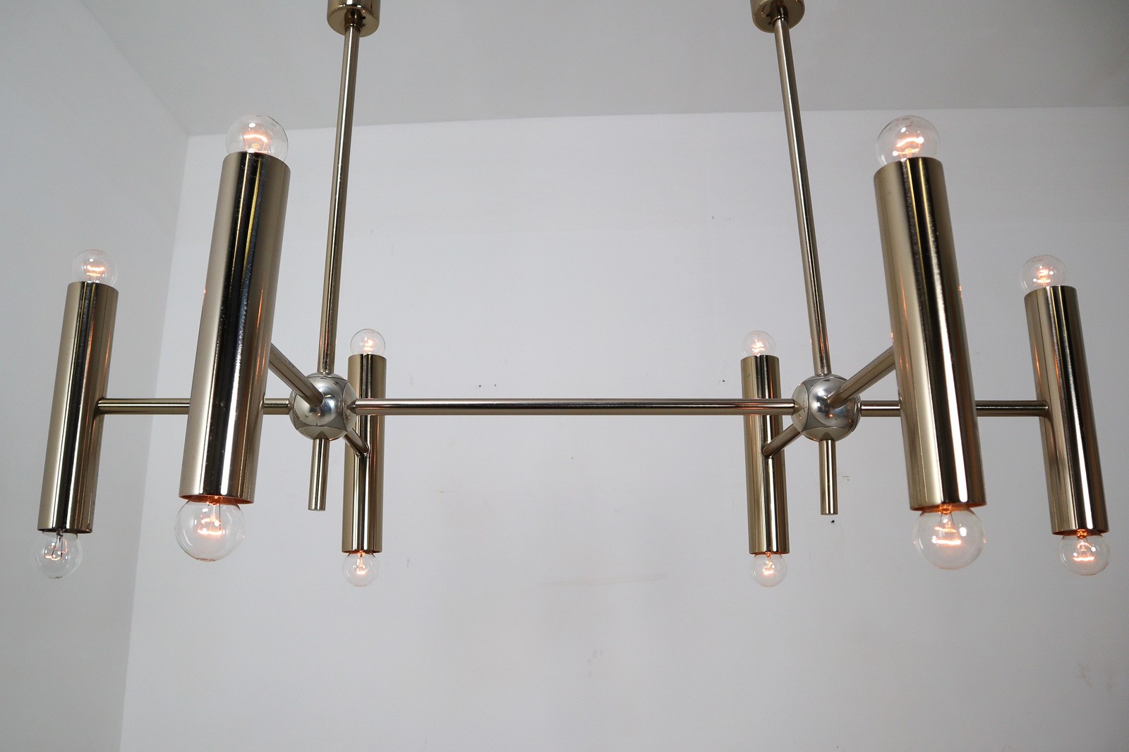 Mid century modern Chrome German Chrome Chandelier, 1950 Mid-20th century