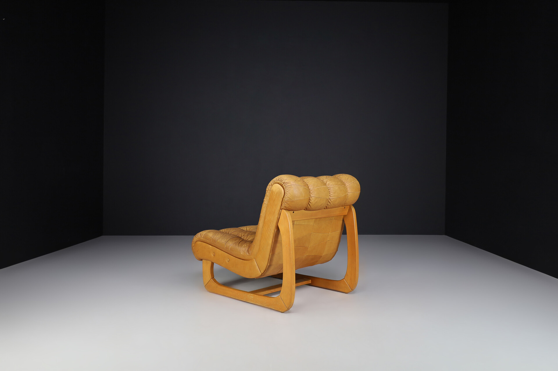 Mid century modern Cognac Leather lounge Chairs Germany 1970s Late-20th century