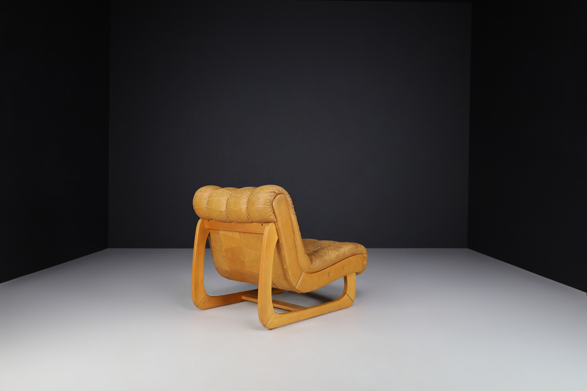 Mid century modern Cognac Leather lounge Chairs Germany 1970s Late-20th century