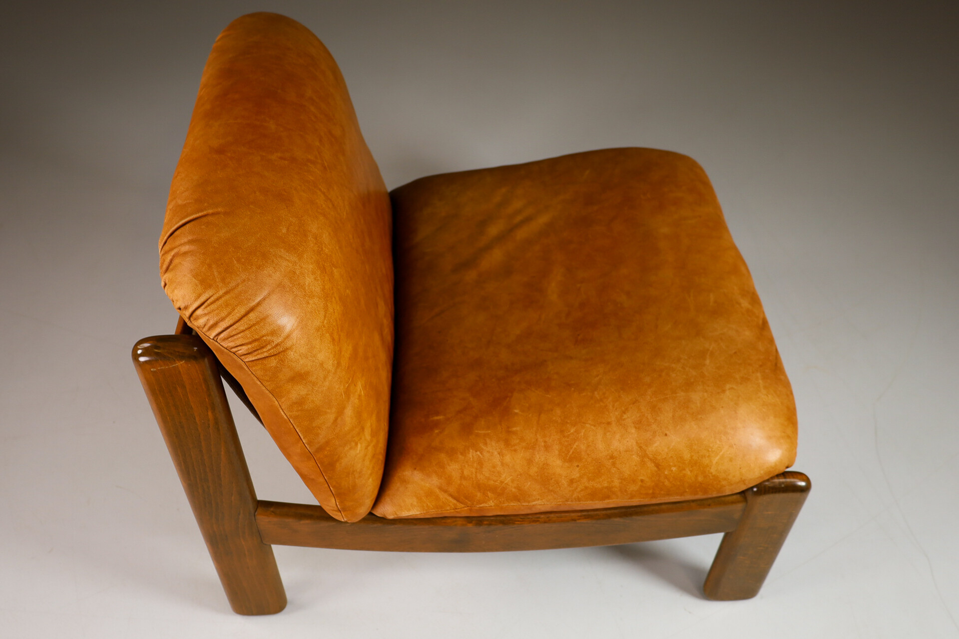 Mid century modern Cognac Leather Lounge Chairs / sectional sofa By Carl Straub Germany Mid-20th century
