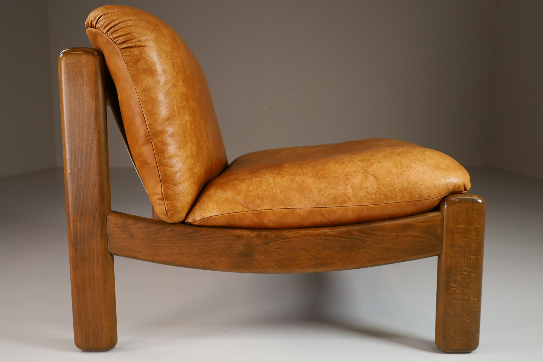 Mid century modern Cognac Leather Lounge Chairs / sectional sofa By Carl Straub Germany Mid-20th century