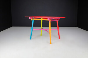 Mid century modern Colorfull wooden Table, France 1950s Mid-20th century