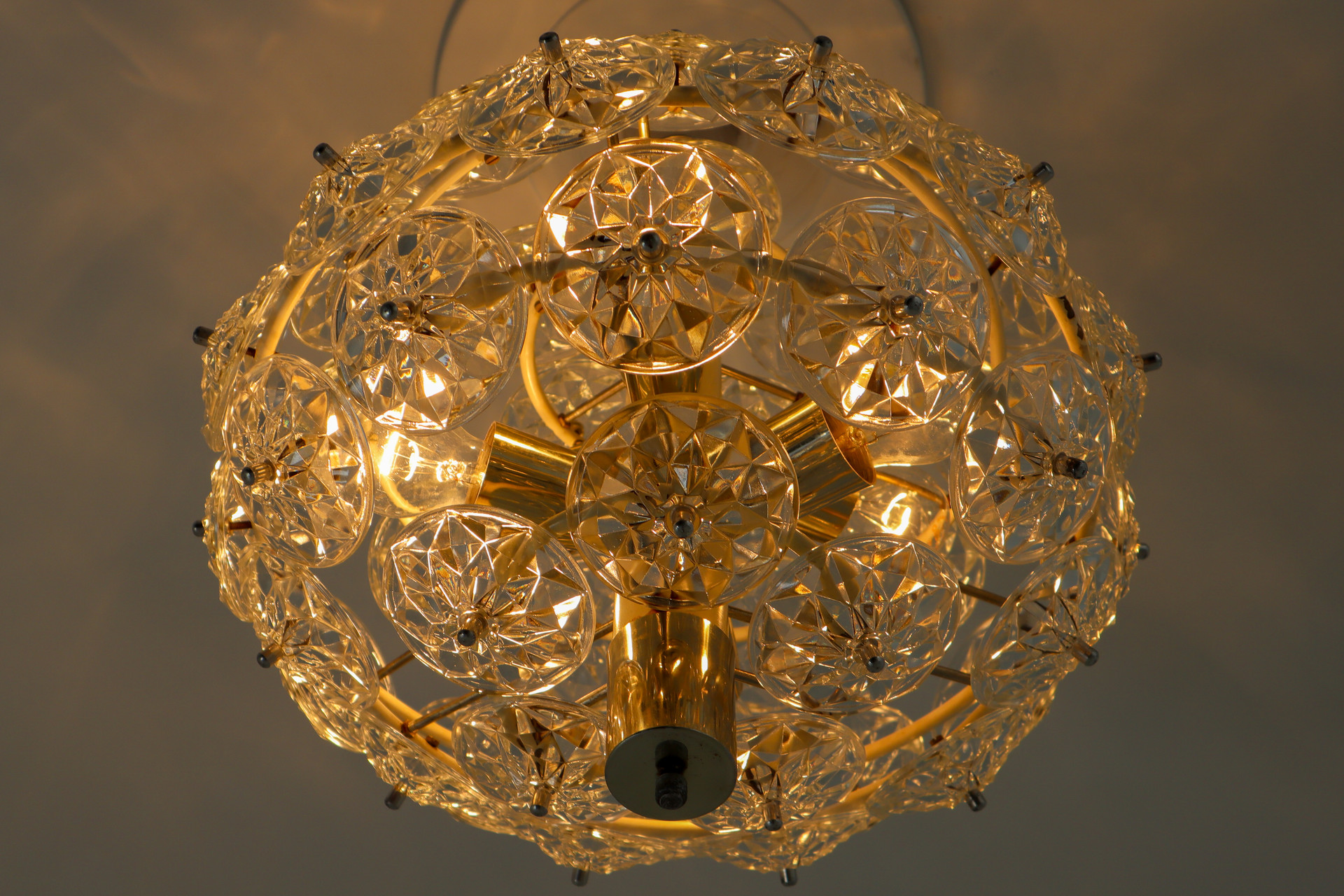 Mid century modern Cristal Flower Glass Chandelier Germany 1960s Mid-20th century