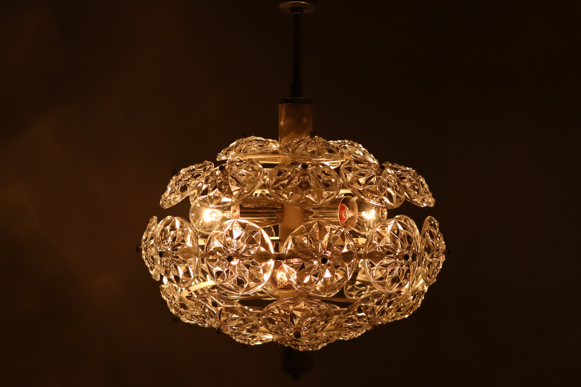 Mid century modern Cristal Flower Glass Chandelier Germany 1960s Mid-20th century