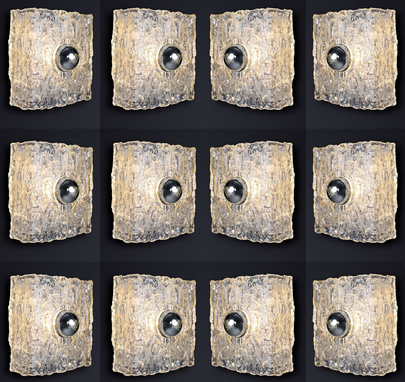 Mid century modern Crystal Glass Sconces by Kaiser Leuchten Germany Late-20th century