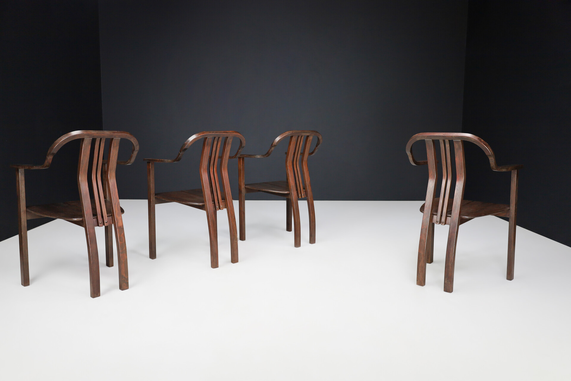 Mid century modern Curved bentwood Armchairs by Ludvik Volak, 1970s Mid-20th century