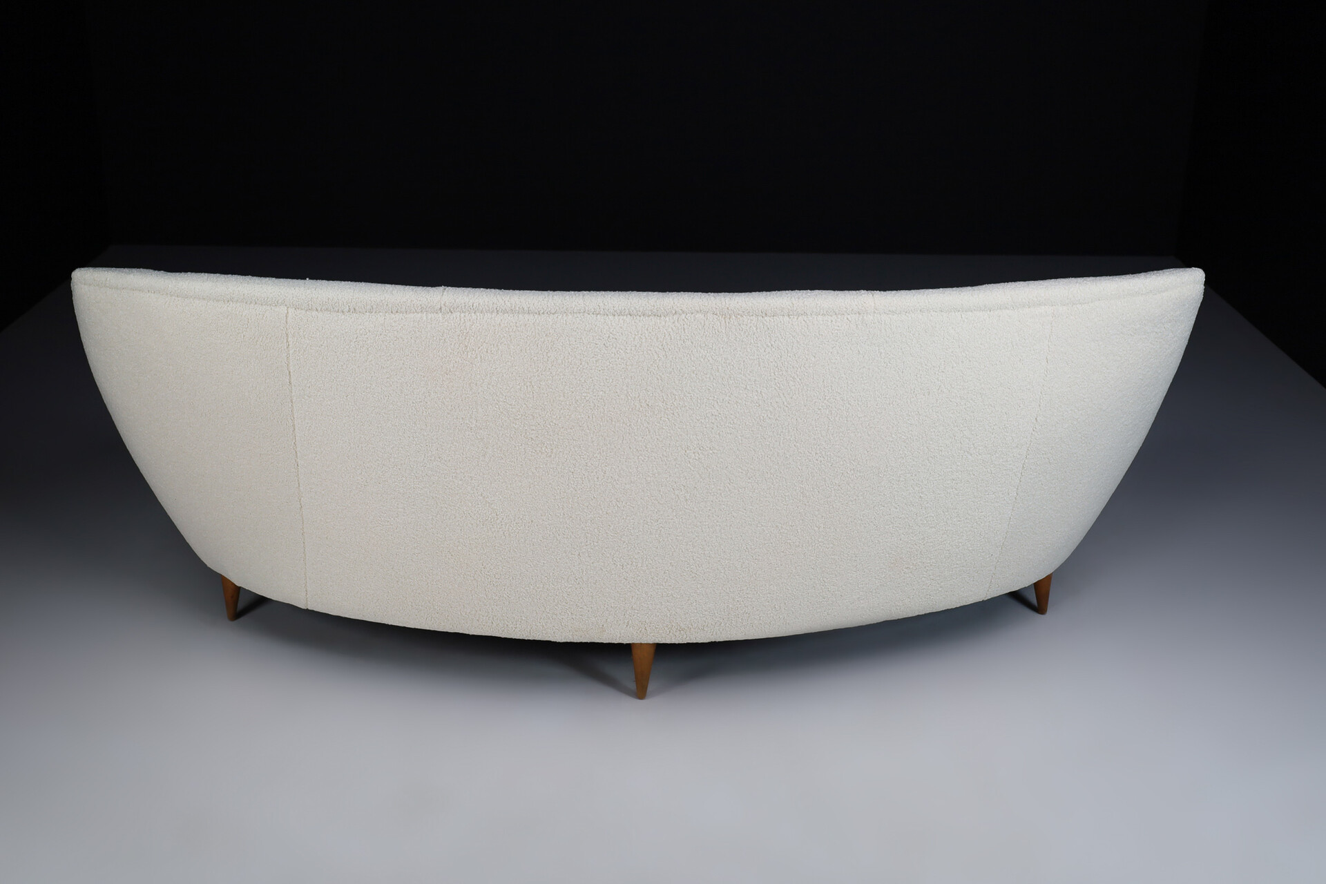 Mid century modern Curved sofa by Ico Parisi in New Teddy Fabric , Italy 1950s Mid-20th century