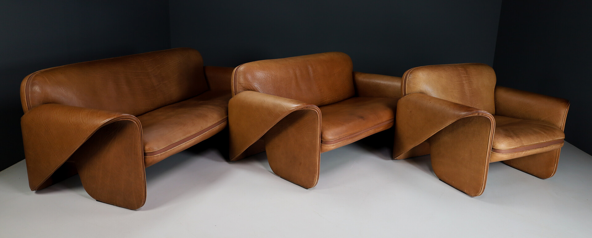 Mid century modern De Sede 'DS 125' Sofa / Armchair set/3 Design by Gerd Lange, Switzerland 1978 Mid-20th century