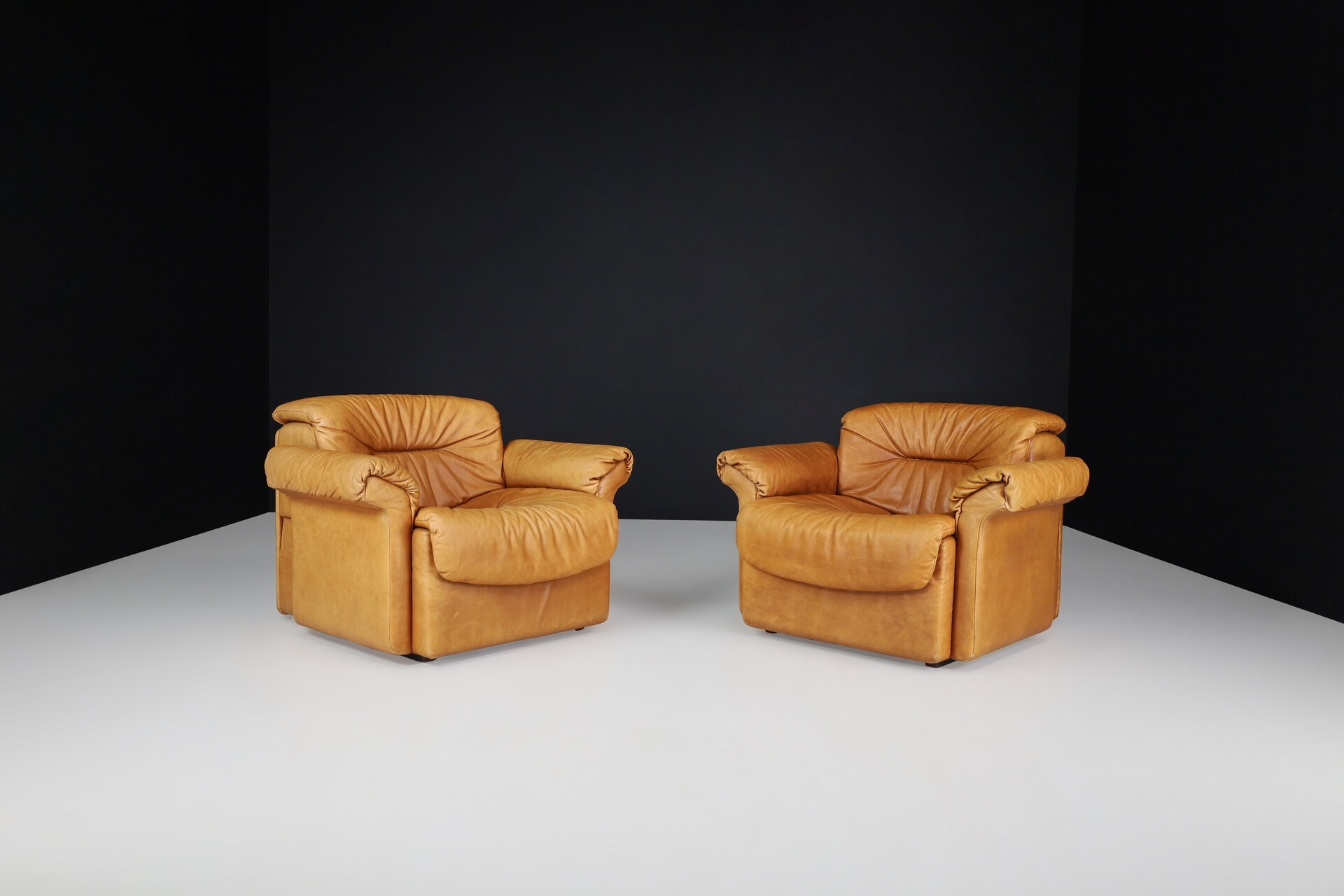 Mid century modern De Sede DS 14 Lounge Chairs in Patinated Cognac Leather, Switzerland, 1970s Mid-20th century