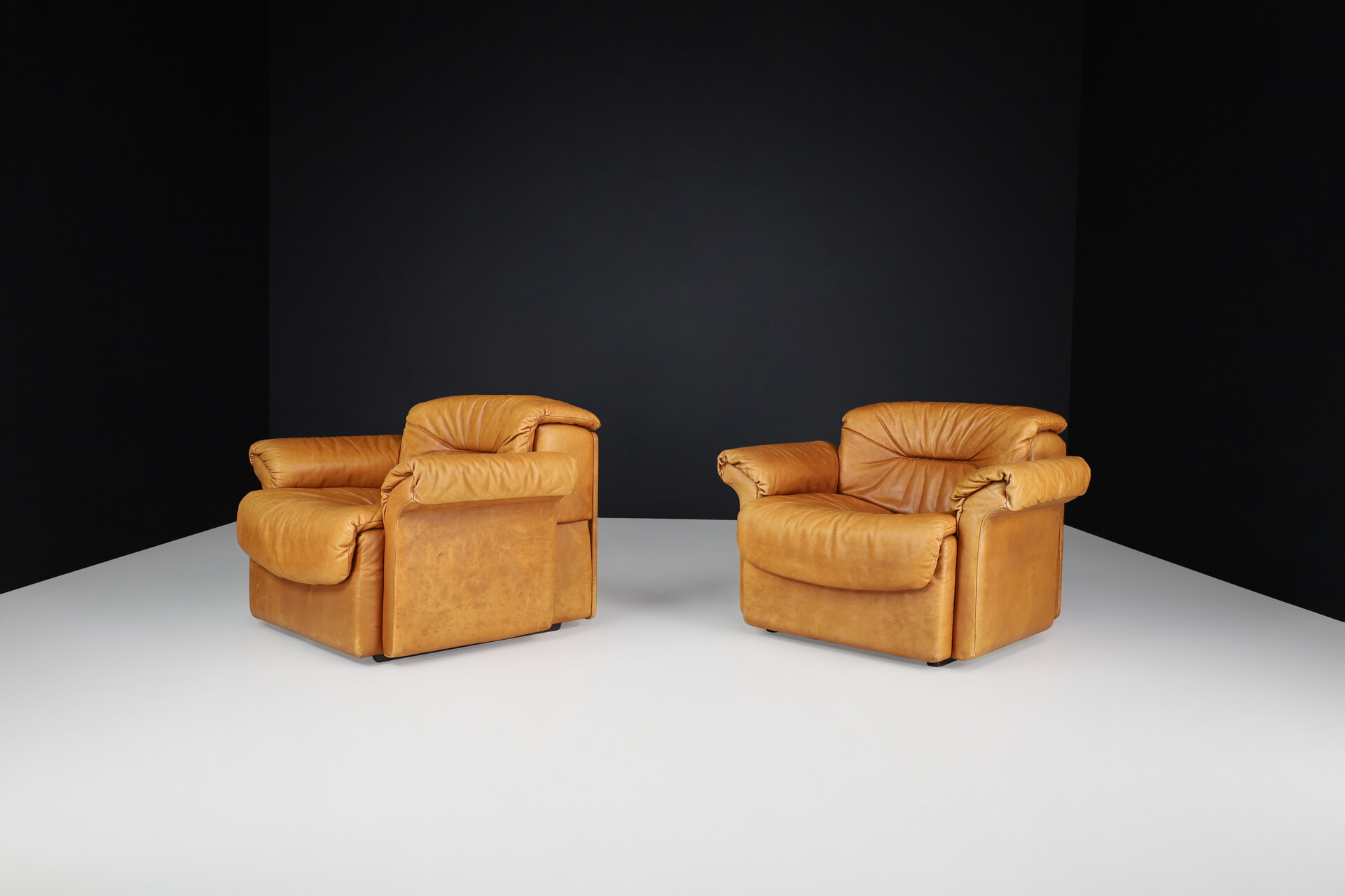Mid century modern De Sede DS 14 Lounge Chairs in Patinated Cognac Leather, Switzerland, 1970s Mid-20th century