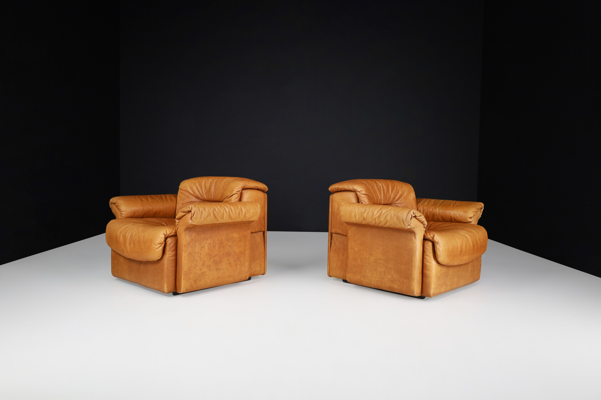 Mid century modern De Sede DS 14 Lounge Chairs in Patinated Cognac Leather, Switzerland, 1970s Mid-20th century