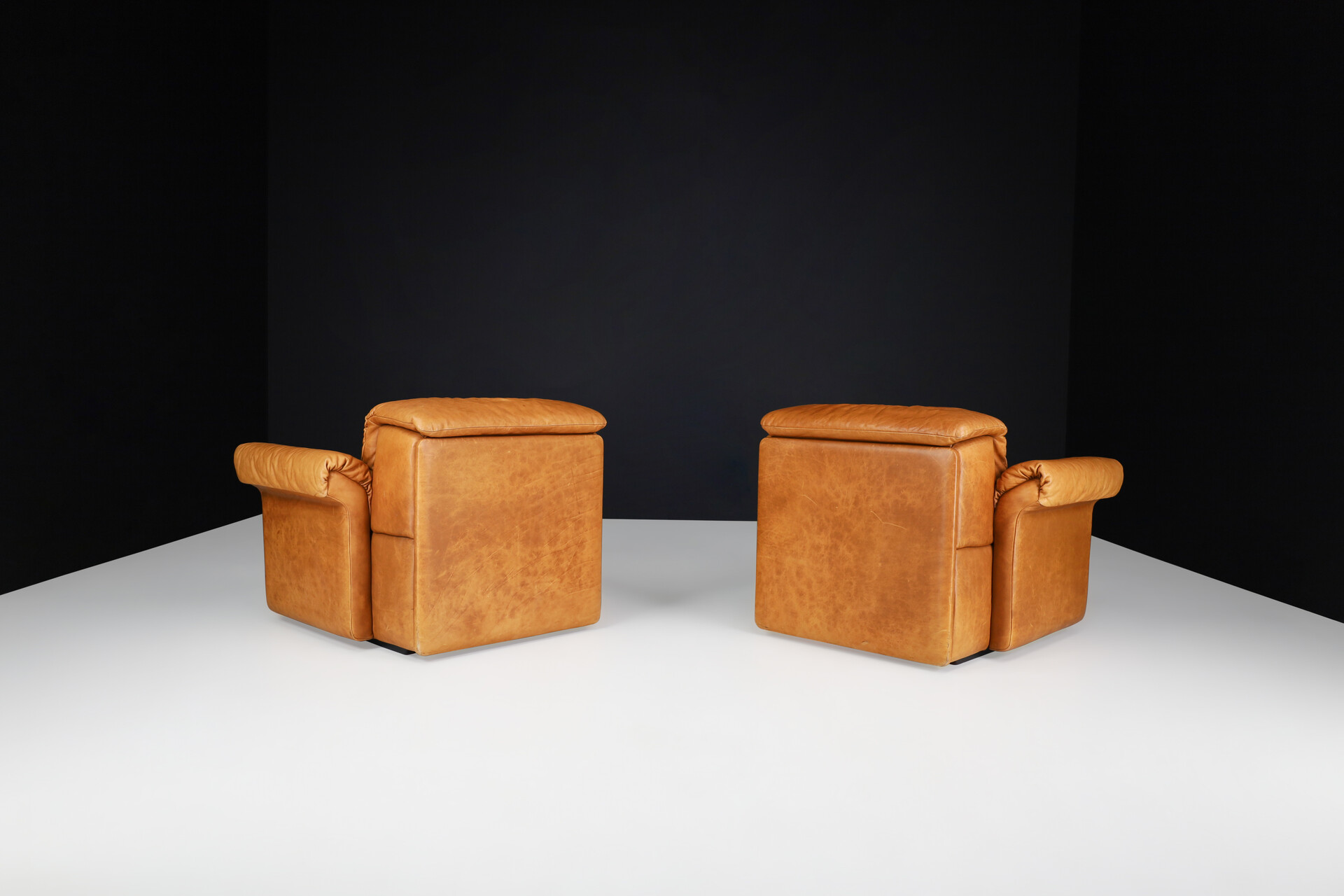 Mid century modern De Sede DS 14 Lounge Chairs in Patinated Cognac Leather, Switzerland, 1970s Mid-20th century