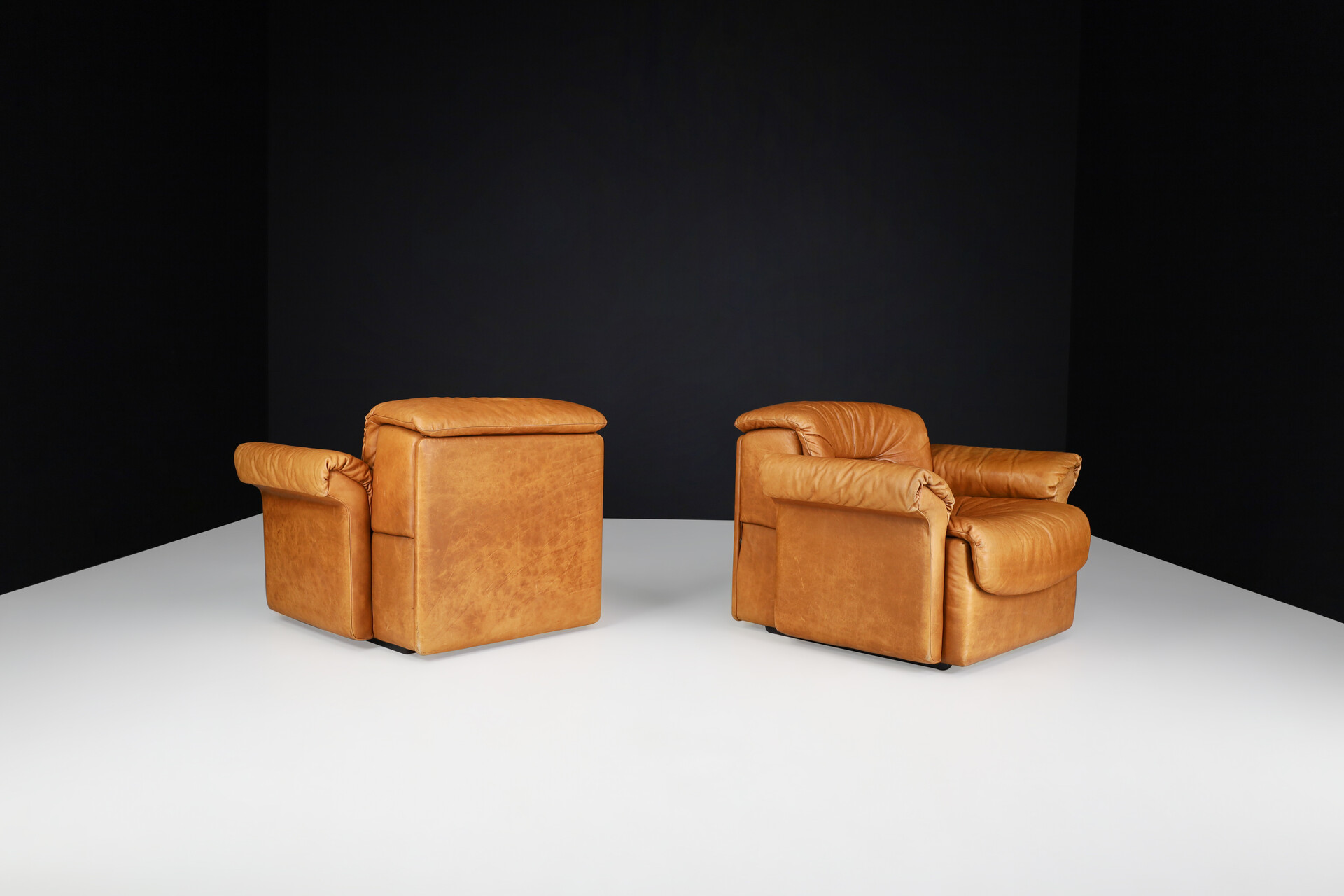 Mid century modern De Sede DS 14 Lounge Chairs in Patinated Cognac Leather, Switzerland, 1970s Mid-20th century