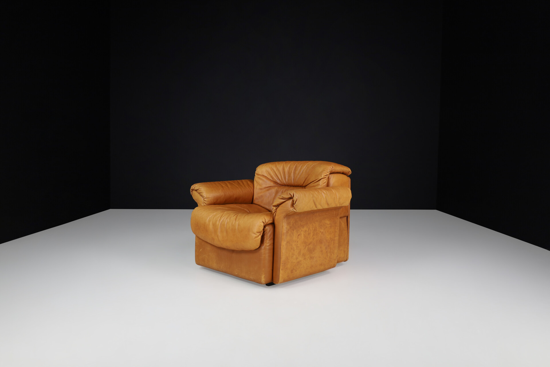 Mid century modern De Sede DS 14 Lounge Chairs in Patinated Cognac Leather, Switzerland, 1970s Mid-20th century