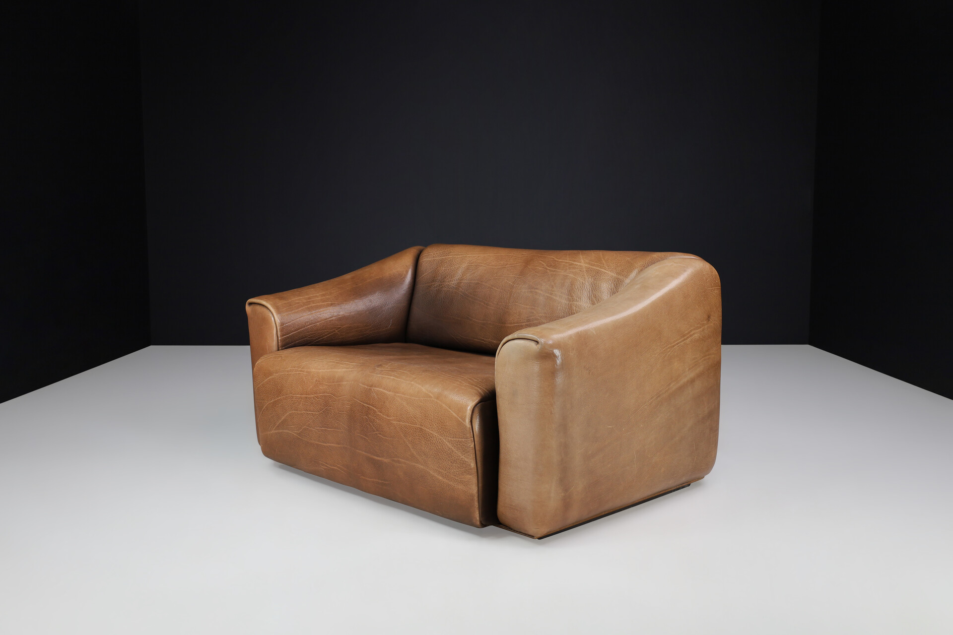 Mid century modern De Sede DS-47 Neck Leather Two-seat Sofa from Switzerland 1970s Late-20th century