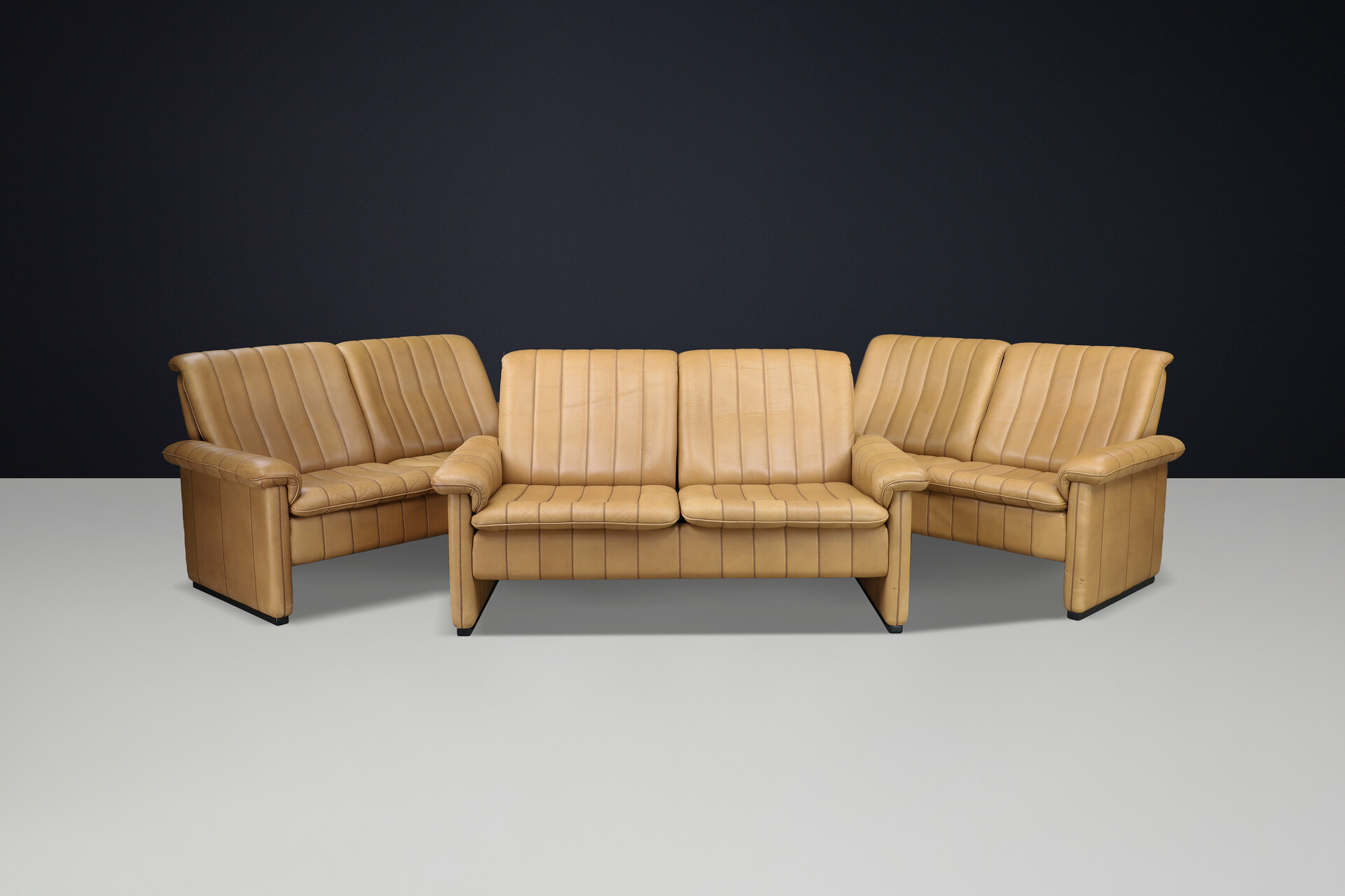 Mid century modern De Sede DS-83 Two-Seat Sofa in Original Tan Leather, 1970s Late-20th century