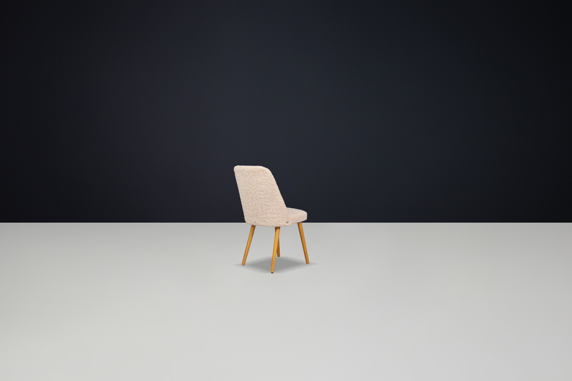 Mid century modern Dining room Chairs in teddy upholstery, Germany 1950s Mid-20th century