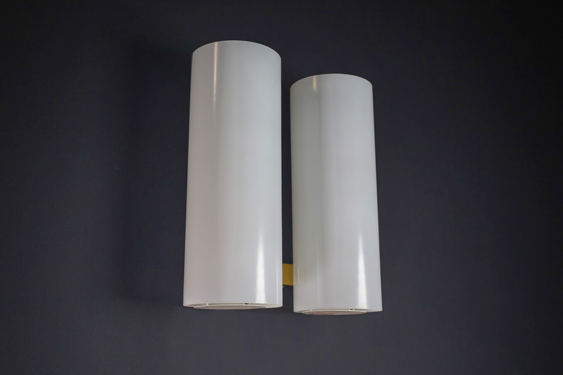 Mid century modern Doria Leuchten Wall Lights Sconces Brass Opaline Glass and Steel, Germany 1960s Mid-20th century
