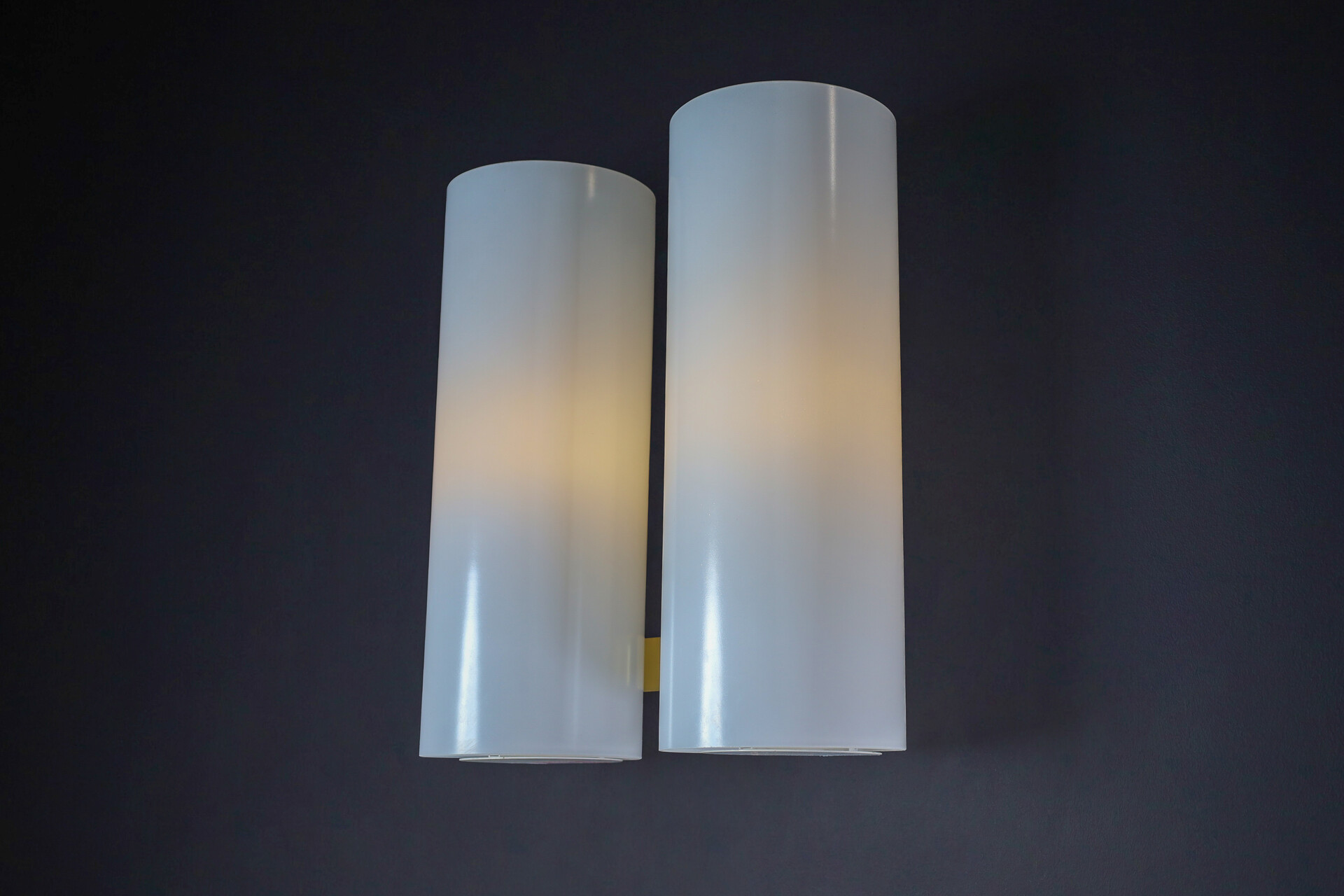 Mid century modern Doria Leuchten Wall Lights Sconces Brass Opaline Glass and Steel, Germany 1960s Mid-20th century