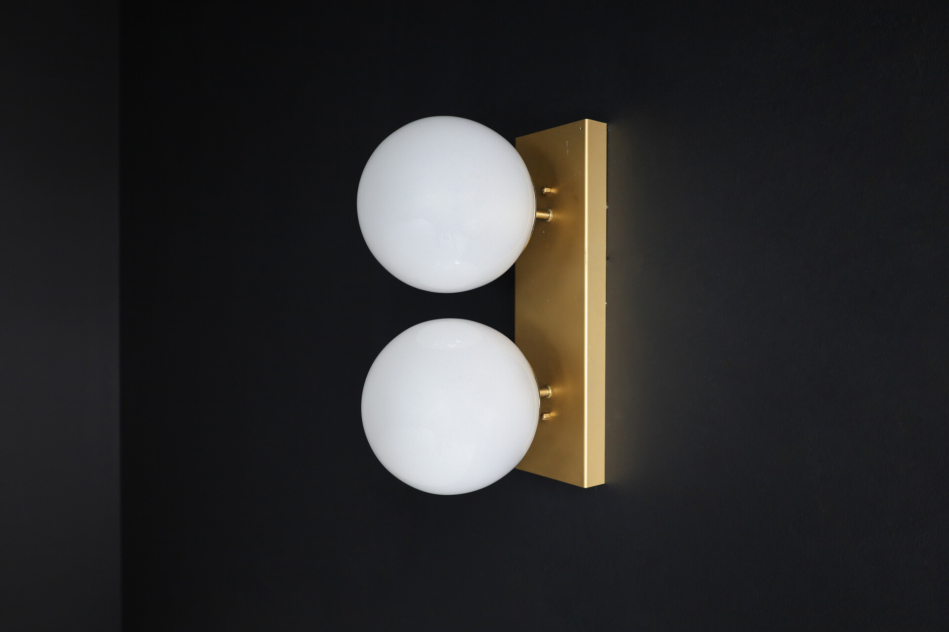 Mid century modern Double Wall Scones with Hand Blowed Frosted Glass Globes Mid-20th century