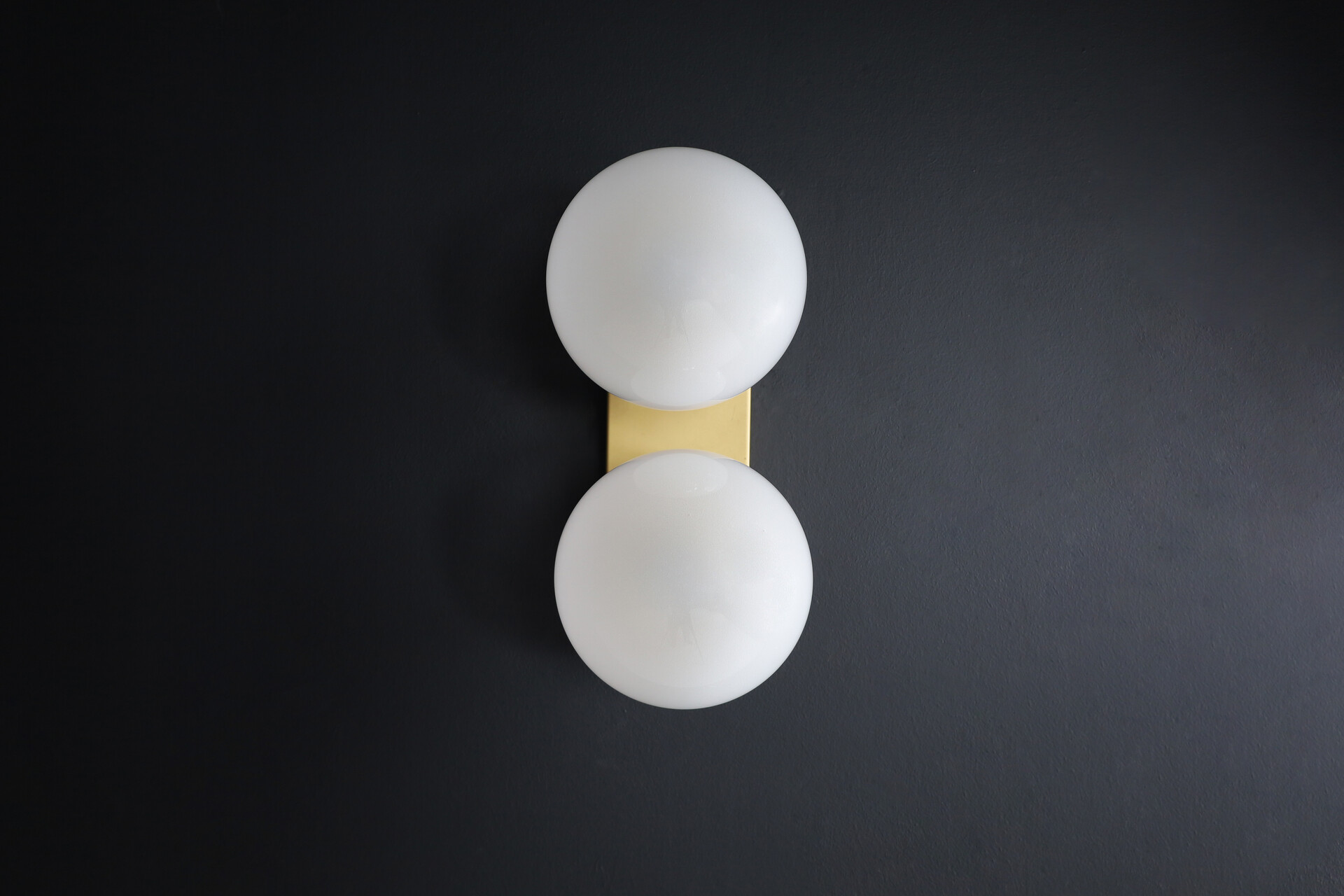 Mid century modern Double Wall Scones with Hand Blowed Frosted Glass Globes Mid-20th century