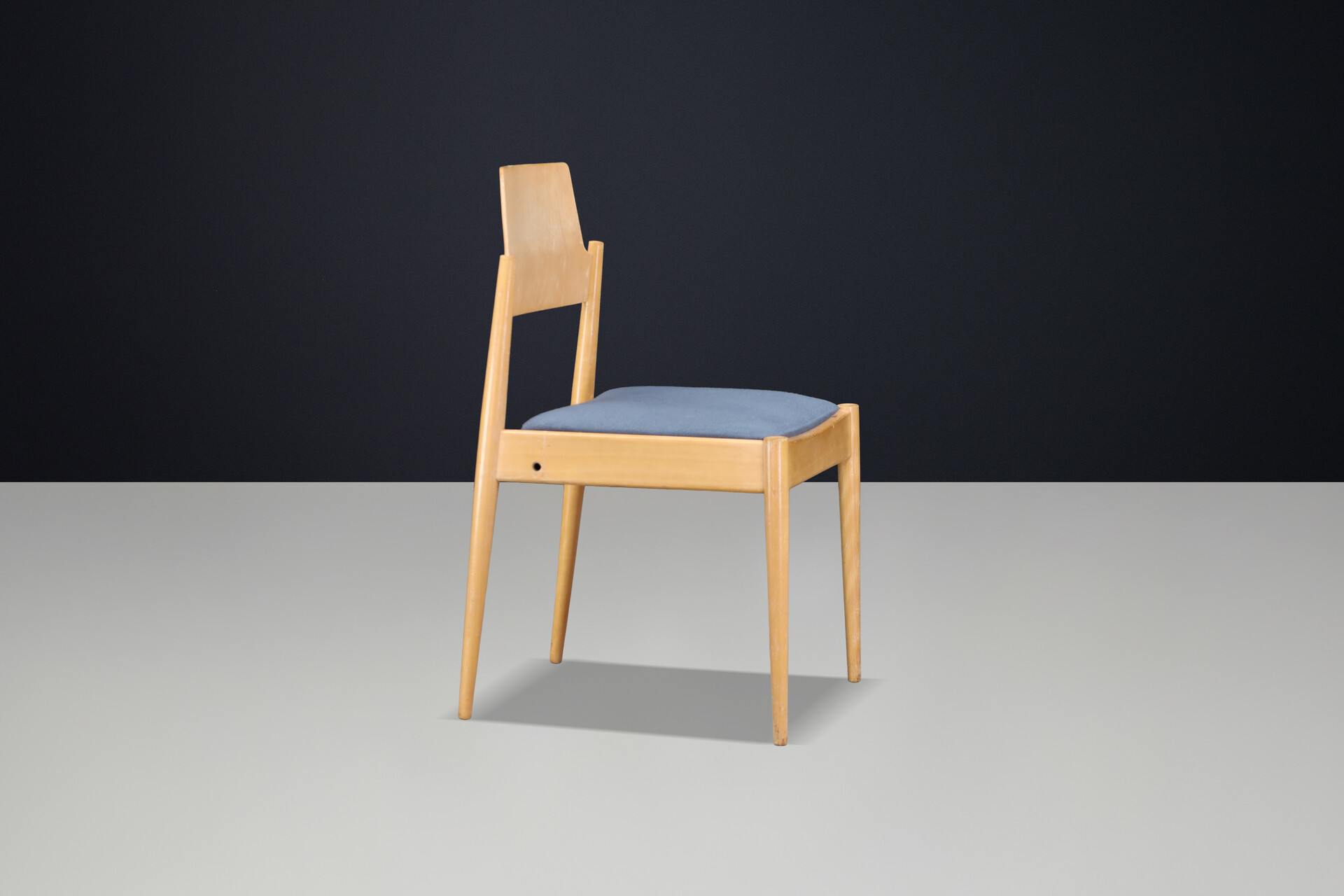 Mid century modern Egon Eiermann SE 119 Dining Chair with Original Blue Upholstery 100+ Available Mid-20th century