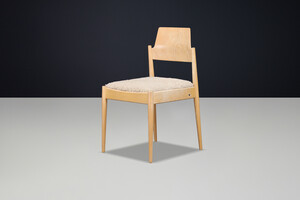 Mid century modern Egon Eiermann SE 119 Dining Chairs, Ecru Sheepskin Germany 1950s Mid-20th century