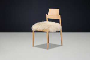 Mid century modern Egon Eiermann SE 119 Dining Chairs, Tibetan Ecru Sheepskin Germany 1950s Mid-20th century