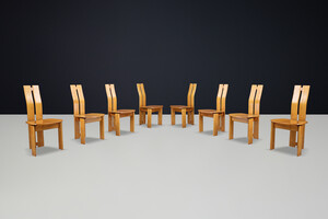 Mid century modern Elmwood Highback Dining Chairs, France 1970 Mid-20th century