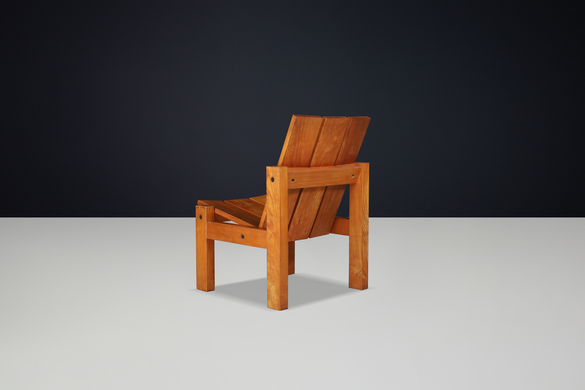 Mid century modern Elmwood Lounge chair in the style of Pierre Chapo France 1960s Late-20th century