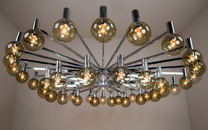 Mid century modern Extra Large Chrome Steel Chandelier With 40 Glass Globes Italy 1970s Late-20th century
