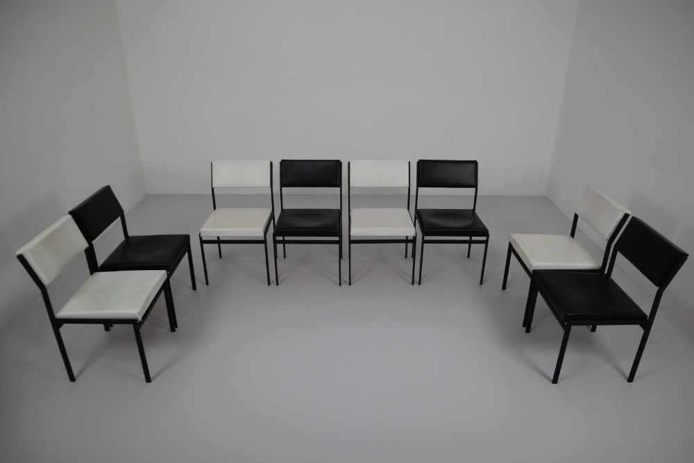 Mid century modern Faux-leather Japanese series dining chairs by Cees Braakman for Pastoe Mid-20th century