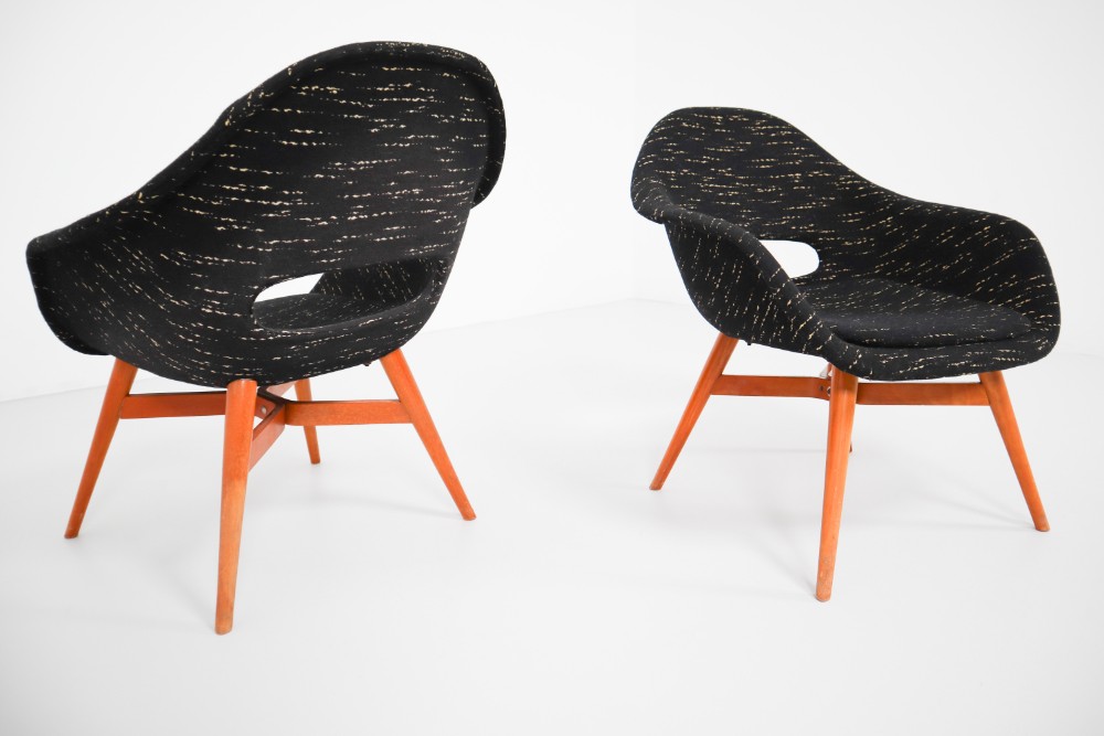 Mid century modern Fiberglass Czech Lounge Chairs by Miroslav Navratil Mid-20th century