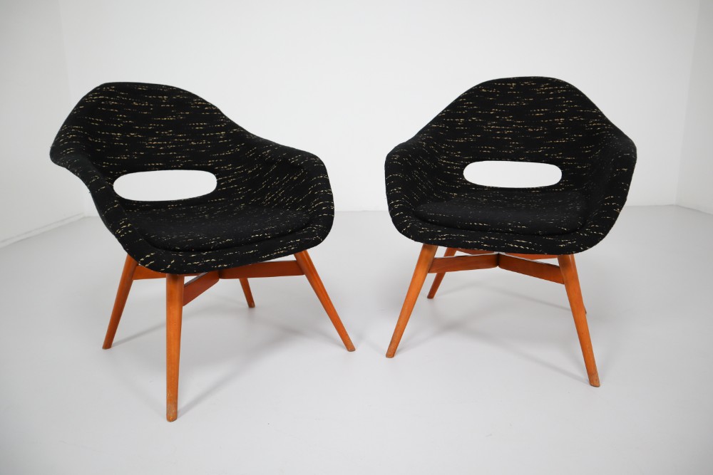 Mid century modern Fiberglass Czech Lounge Chairs by Miroslav Navratil Mid-20th century