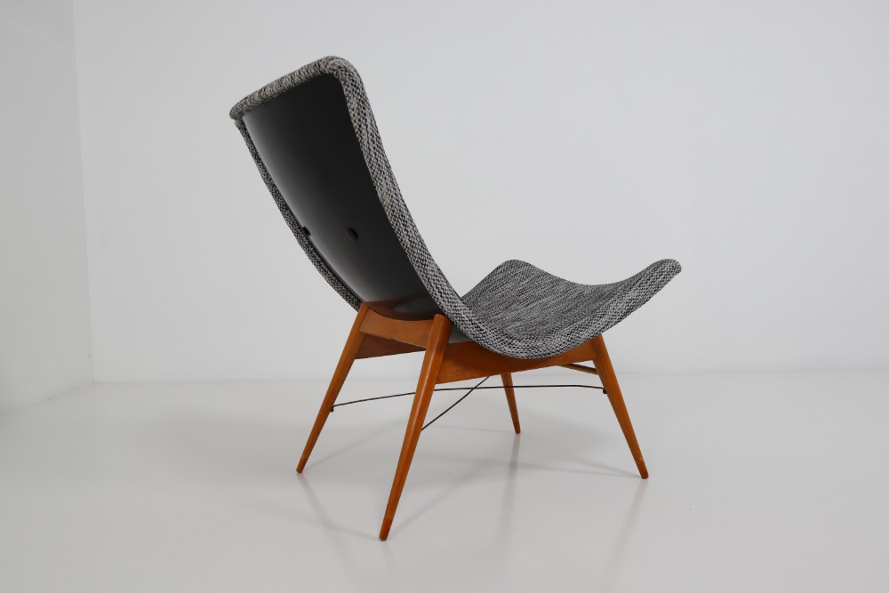 Mid century modern Fiberglass,Wood Mid-Century Fiberglass Lounge Chairs by Miroslav Navratil for Cesky Nabytek Mid-20th century