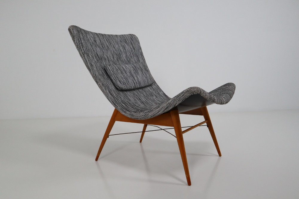 Mid century modern Fiberglass,Wood Mid-Century Fiberglass Lounge Chairs by Miroslav Navratil for Cesky Nabytek Mid-20th century