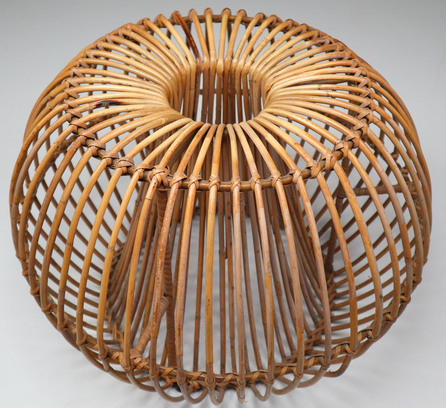 Mid-Century Modern Franco Albini Style Wicker Ottoman, Stool or Side table.Italy 1950s Mid-20th century