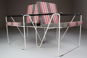 Mid century modern Garden / Patio Armchairs in Steel and wood, France 1960s Mid-20th century