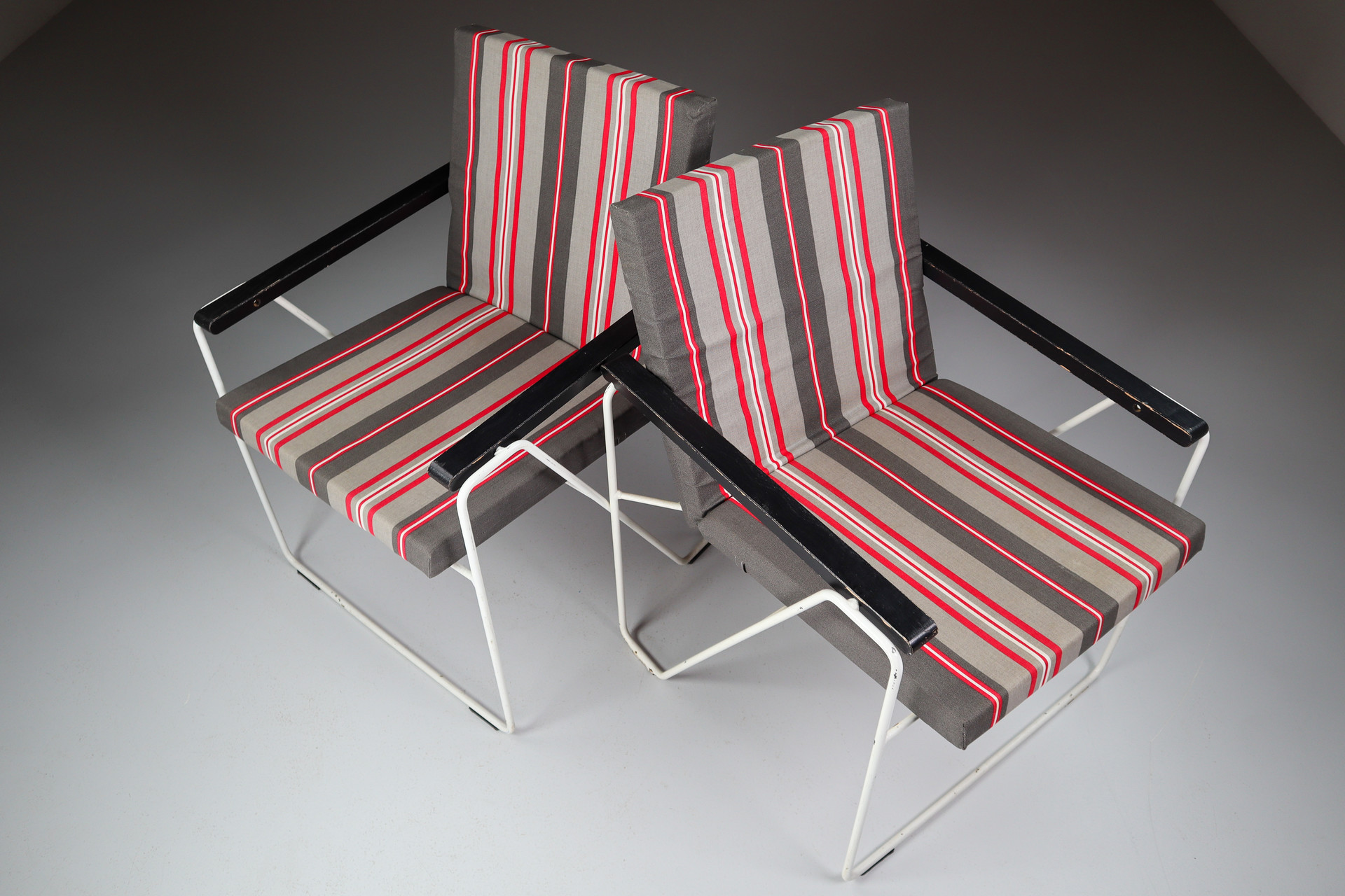 Mid century modern Garden / Patio Armchairs in Steel and wood, France 1960s Mid-20th century
