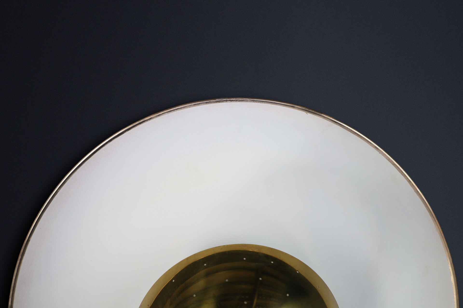 Mid century modern Gino Sarfatti Model 155 Ceiling Lamp for Arteluce, Italy, 1950, Brass & White Mid-20th century
