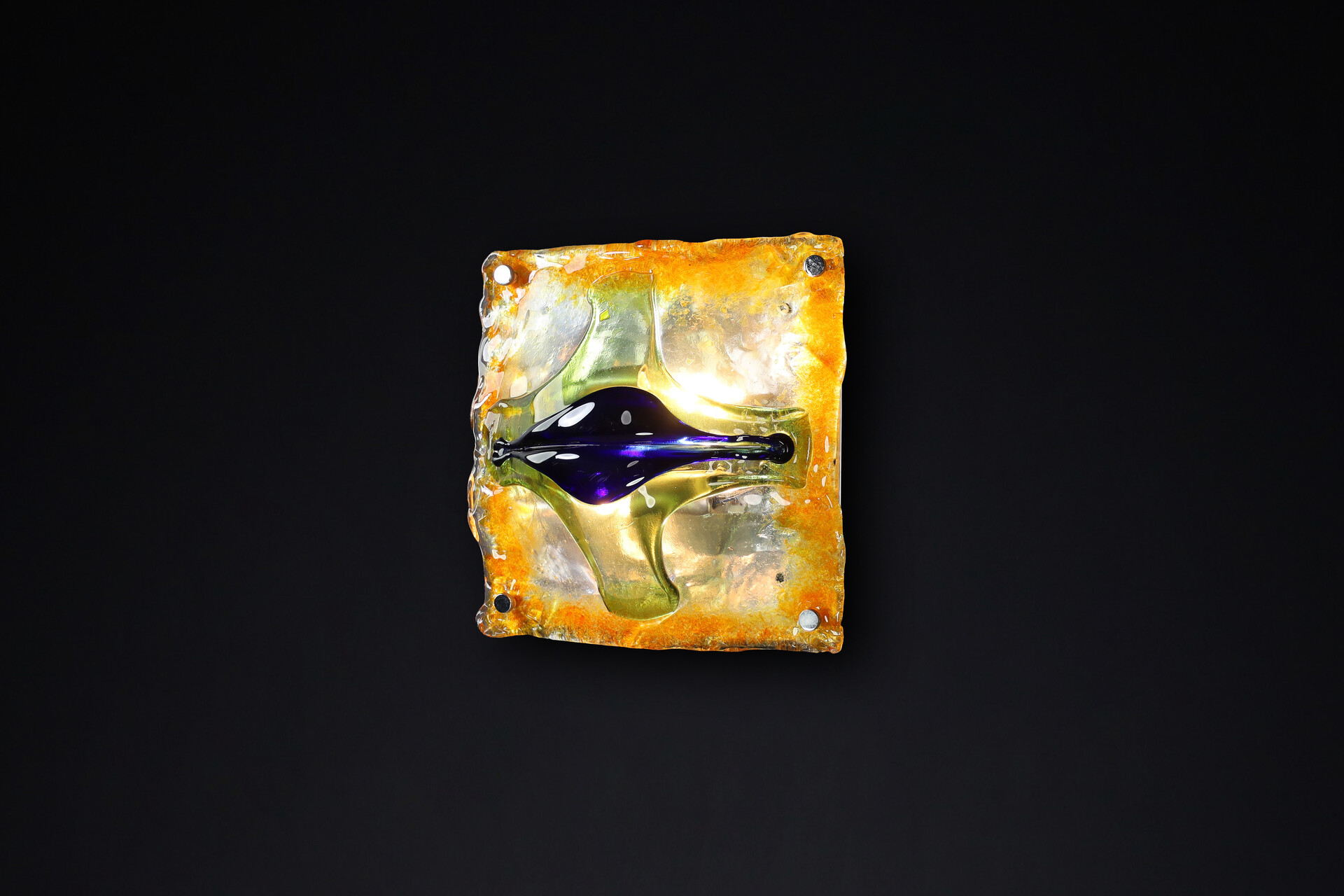 Mid century modern Glass Art Wall Lights by Tony Zuccheri for Mazzega, Italy 1960s Mid-20th century