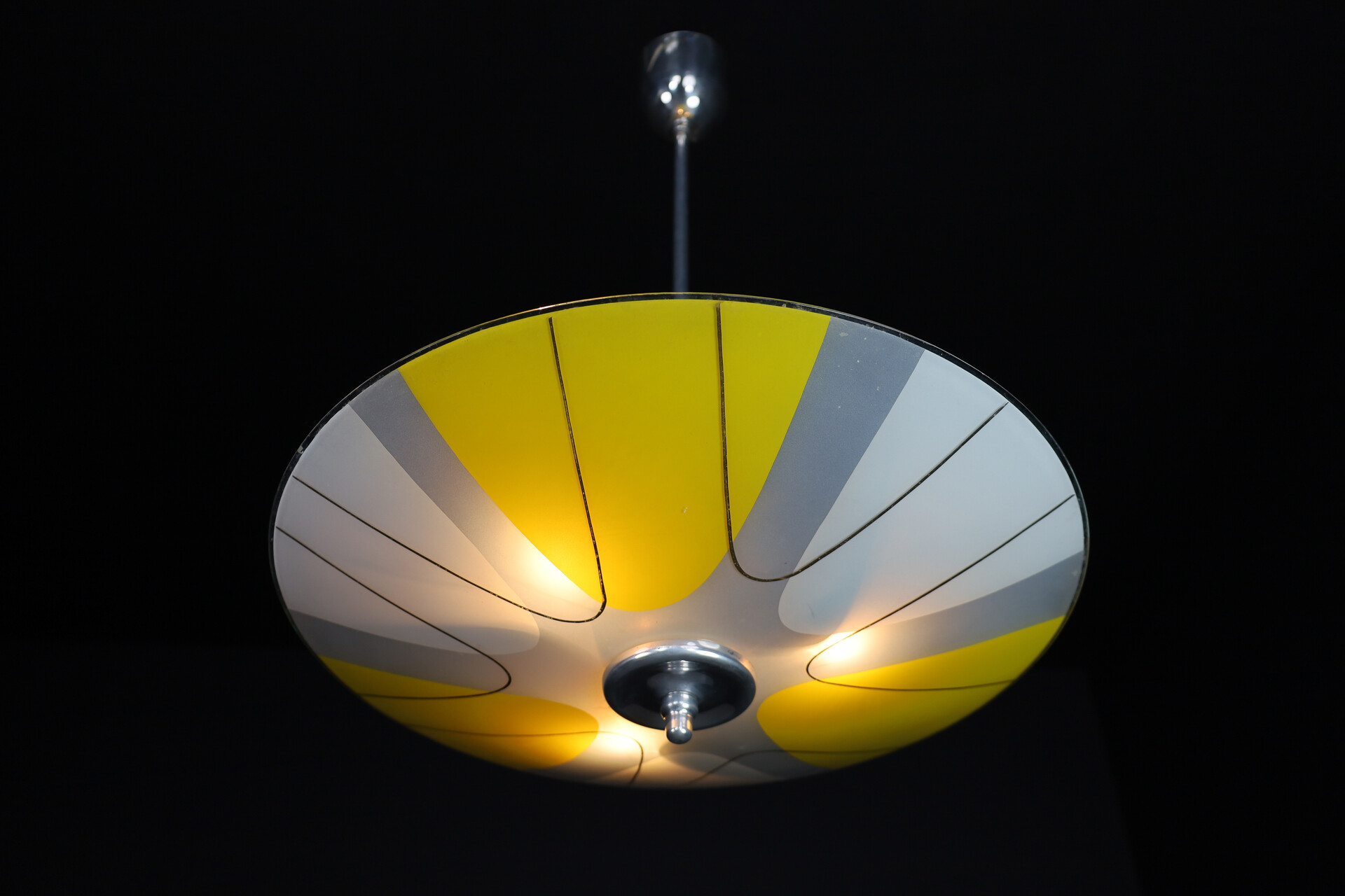 Mid century modern Glass Hanging Pendant Lamp Brussels World Expo 1958 Mid-20th century