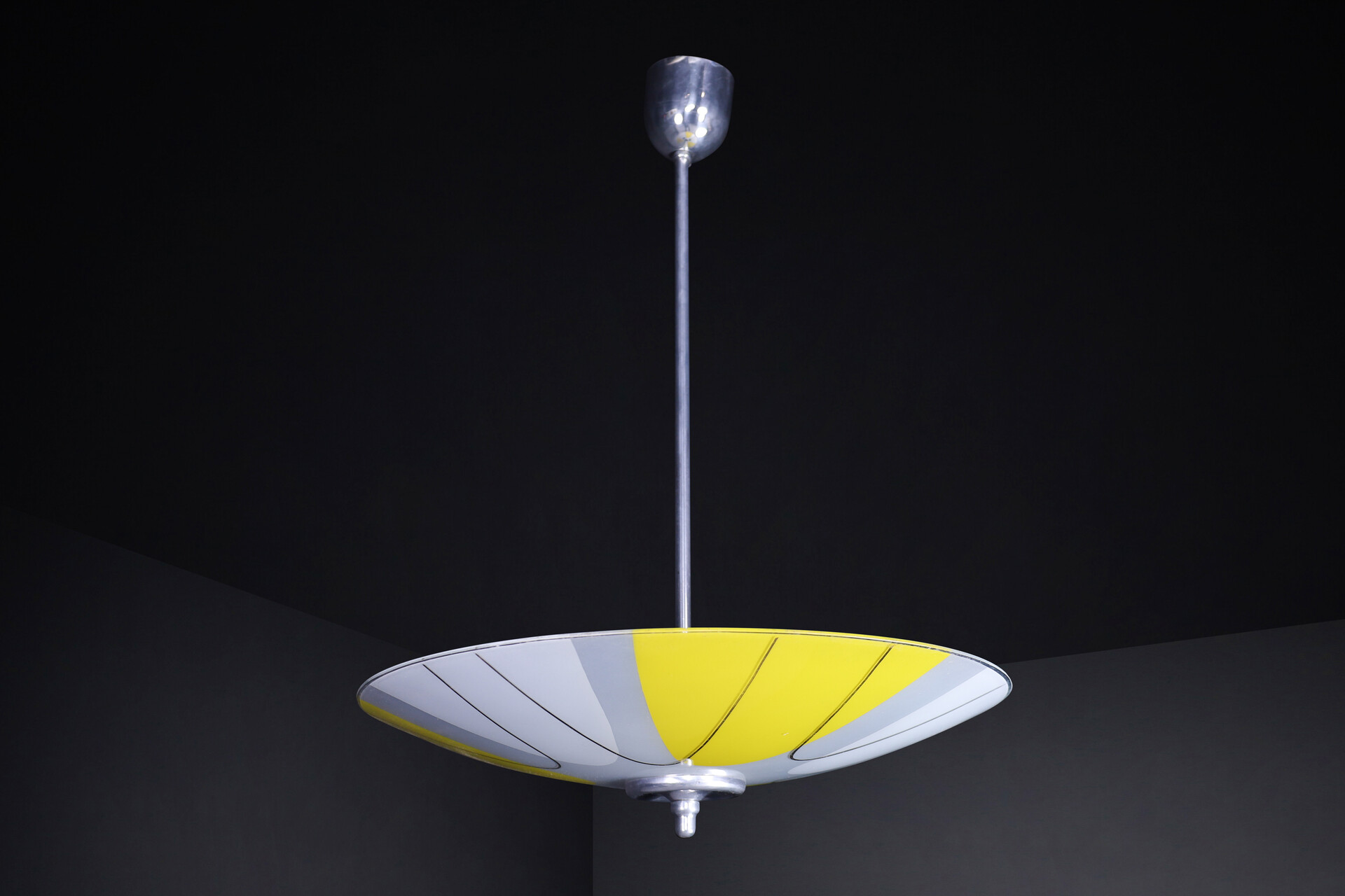 Mid century modern Glass Hanging Pendant Lamp Brussels World Expo 1958 Mid-20th century