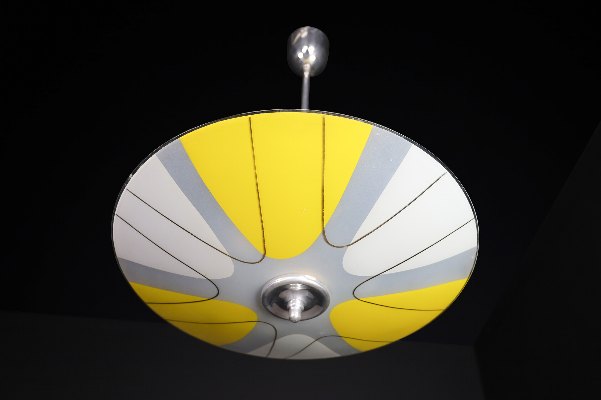 Mid century modern Glass Hanging Pendant Lamp Brussels World Expo 1958 Mid-20th century